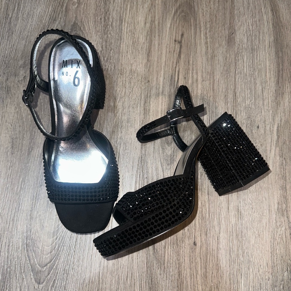 Mix No. 6 Black Rhinestone Block Heels